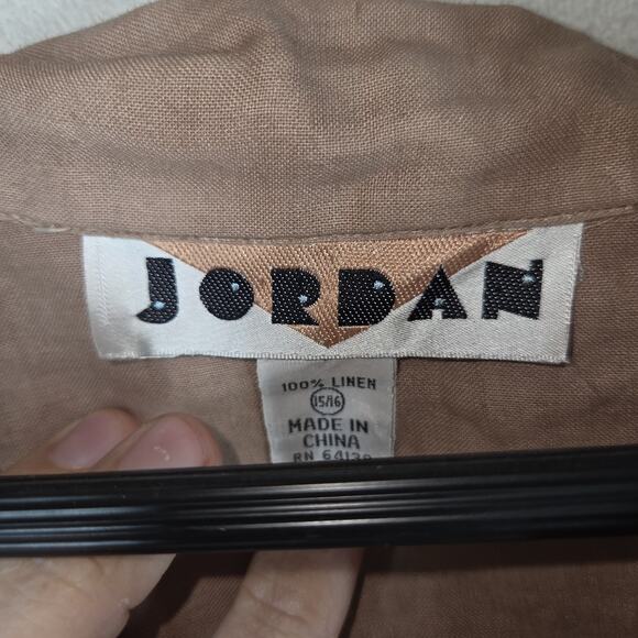 Vintage Jordan Shirt Mens Size XL Linen Beige Summer Button Up Short Sleeve NWT - Picture 9 of 14